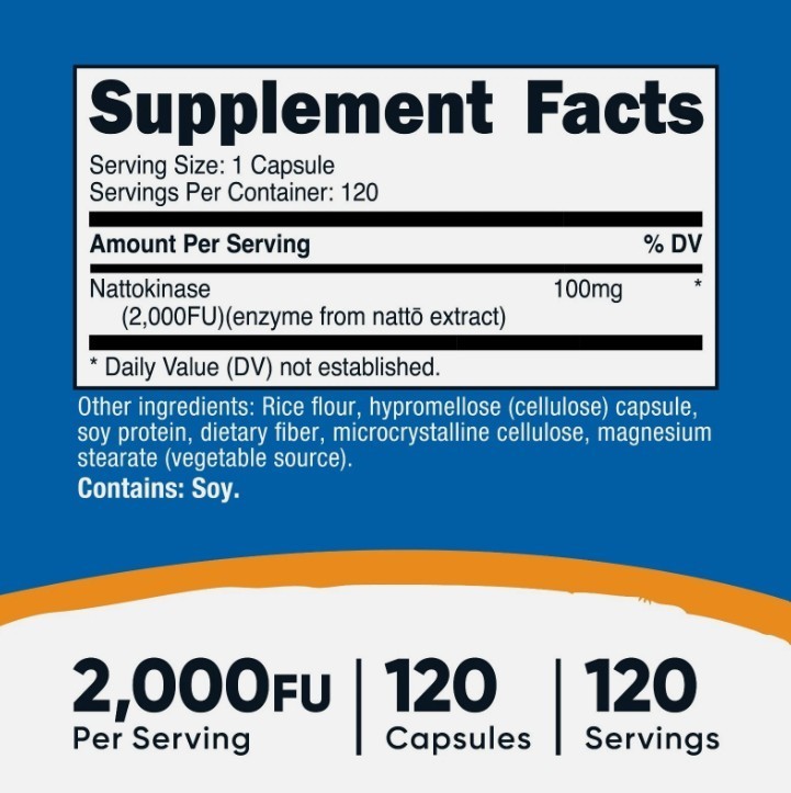 Nutricost Nattokinase 2,000FU, 120 Capsules – Gluten Free, Non-GMO, Vegetarian