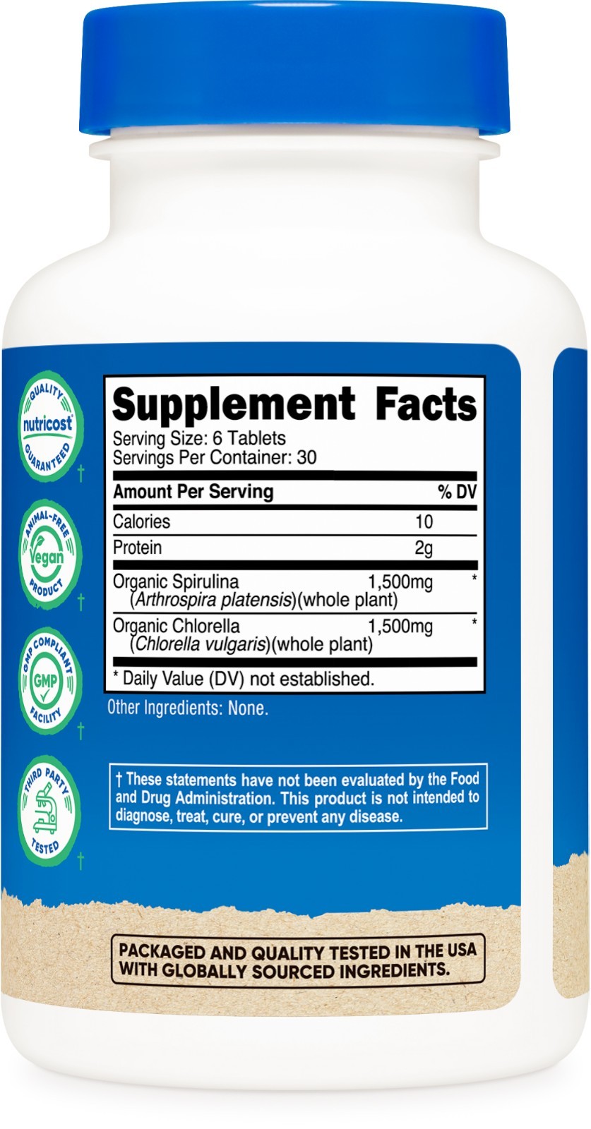 Nutricost Organic Spirulina + Chlorella (3,000mg) 180 Tablets – USDA Organic