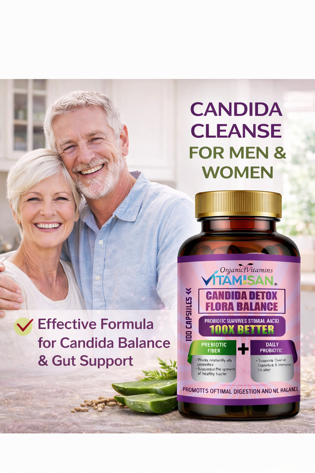 Candida Detox 3 Pack Probiotic Prebiotic Gut Health Digestive 300 Caps