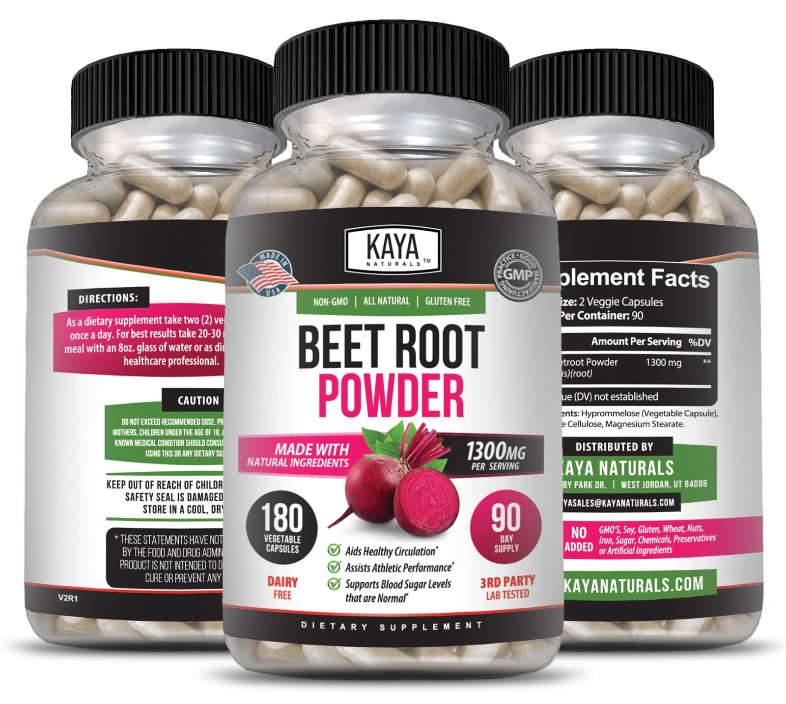 Organic Beet Root Powder 1300mg 180ct Nitric Oxide Booster Superfood Beetroot