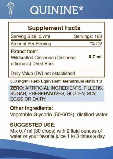 Secrets of the Tribe Quinine Alcohol-Free Tincture Glycerite 680 mg Wildcraft…