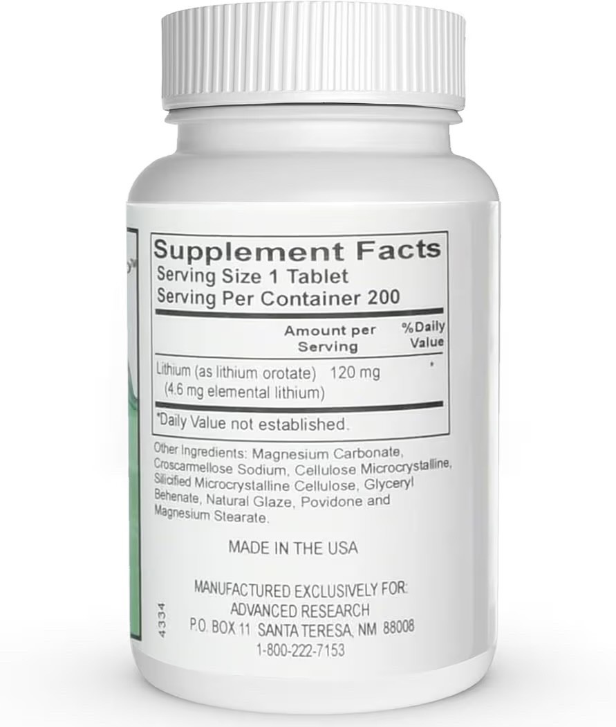 NCI Advanced Research Dr. Hans Nieper Lithium Orotate Tablets, 120 mg, 200 Count