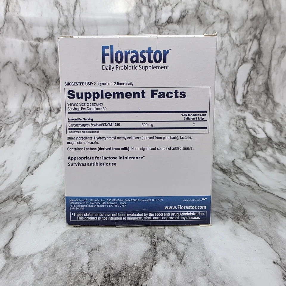 Florastor Daily Probiotic Supplement 100 250Mg Capsules Exp 12/2026
