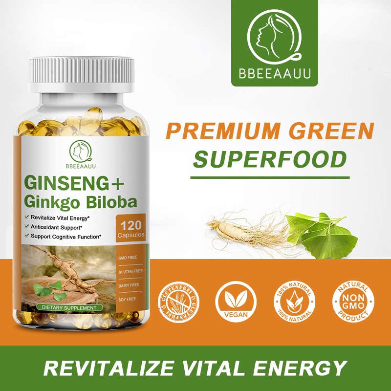 120pcs GINSENG+Ginkgo Biloba Capsules ,Antioxidant Cognitive Function Support
