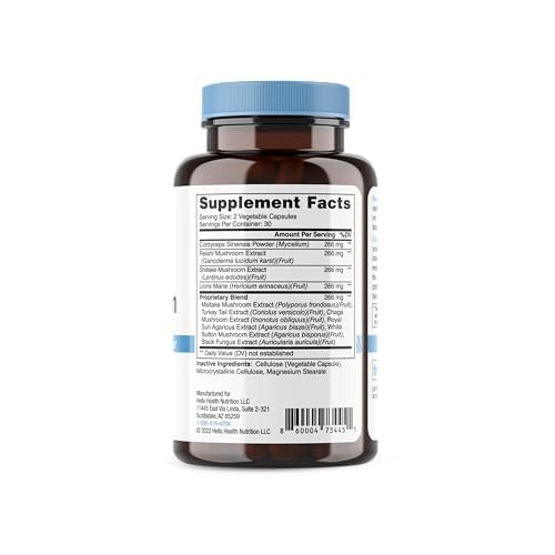 Hello Health Happy Brain Mushroom Complex Nootropics Brain Support Supplement