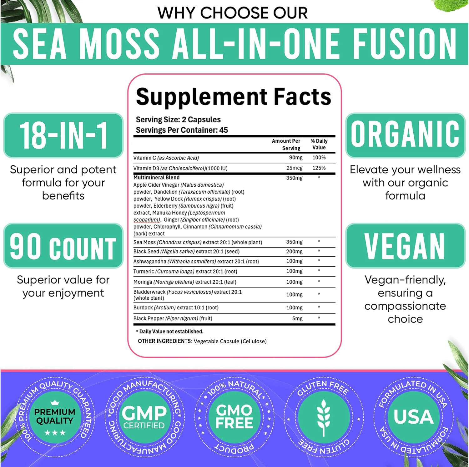 Sea Moss Capsules – Sea Moss Blend with Ashwagandha, Turmeric & Black Seed Oil –
