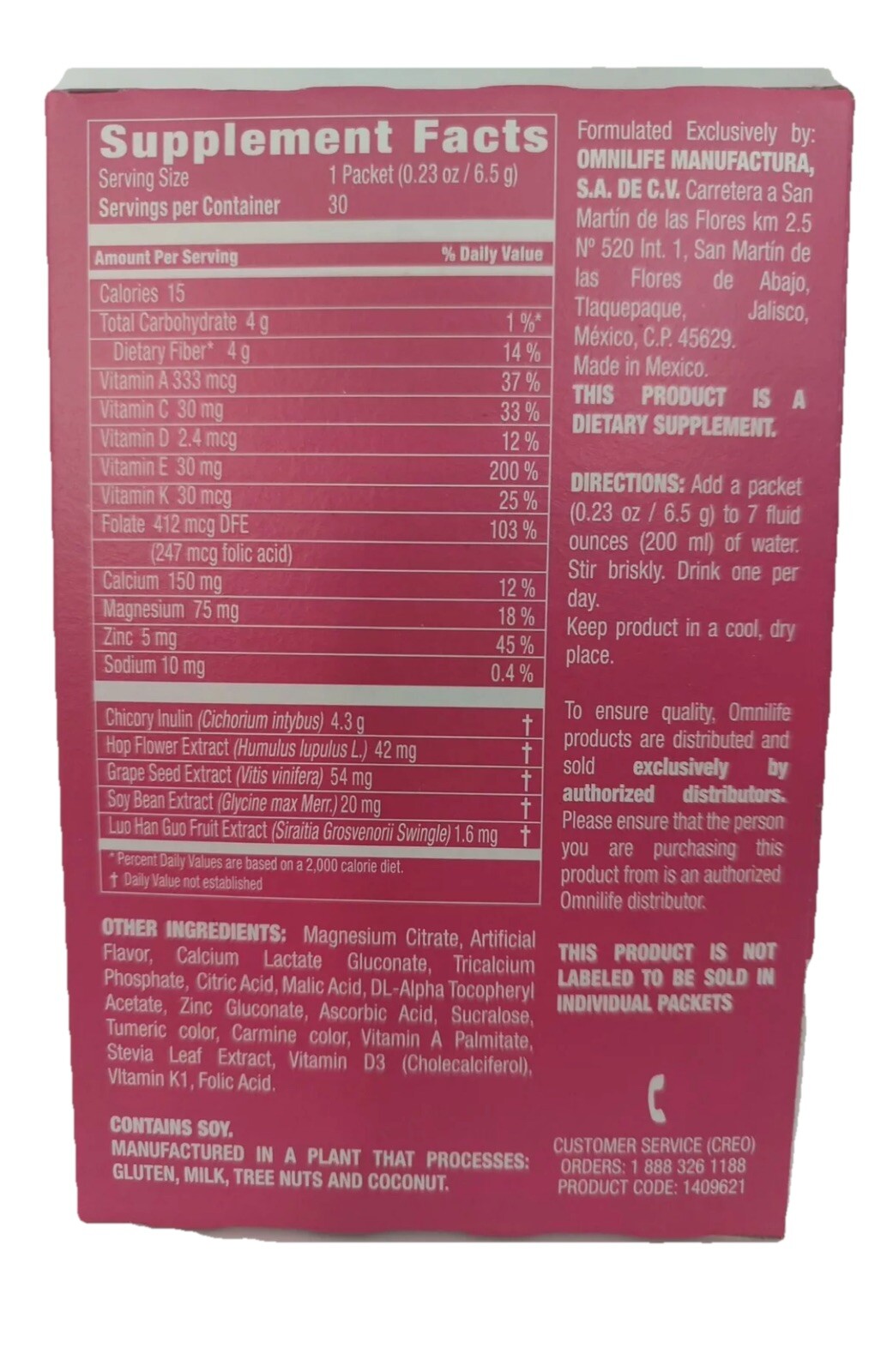 OML Fem | Peach Flavor | Box w/30 sachets *FREE SHIPPING*