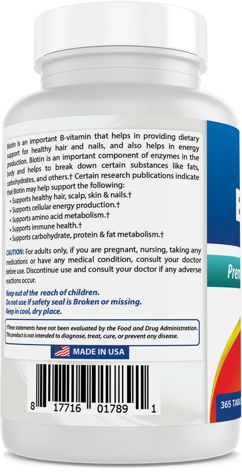 Best Naturals Biotin 10 000 mcg (10mg) 365 Tablets