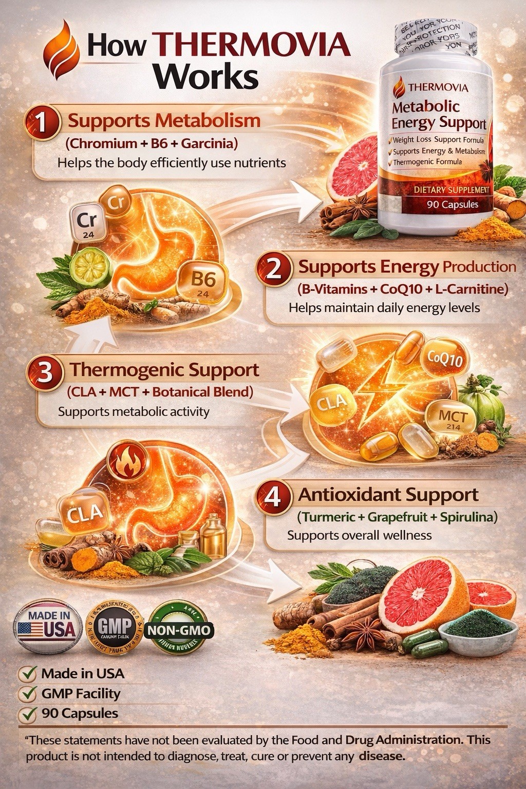 THERMOVIA Weight Management & Energy Metabolism Support Supplement 90 Capsules