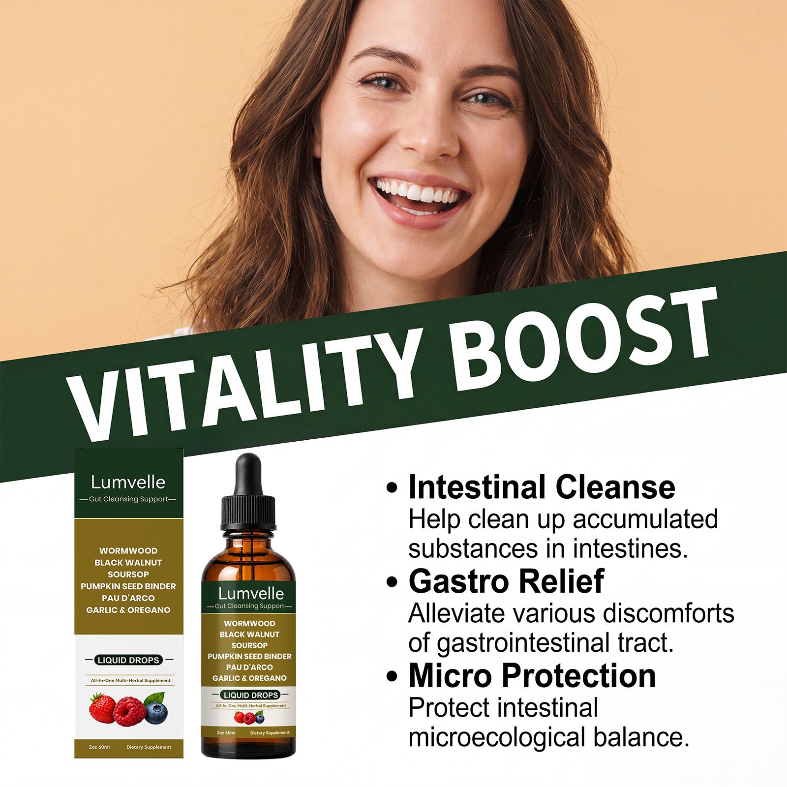 LUMVELLE Wild Harvested Wormwood Herbal Liquid Botanical Supplement Drops 60ML