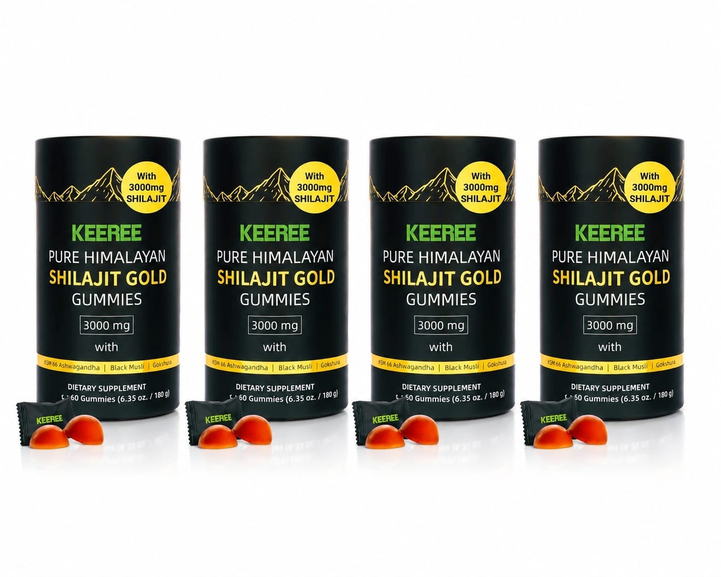 Himalayan Shilajit GOLD Gummies, Organic, Extremely Potent 3000 mg, 4 JAR 4MONTH