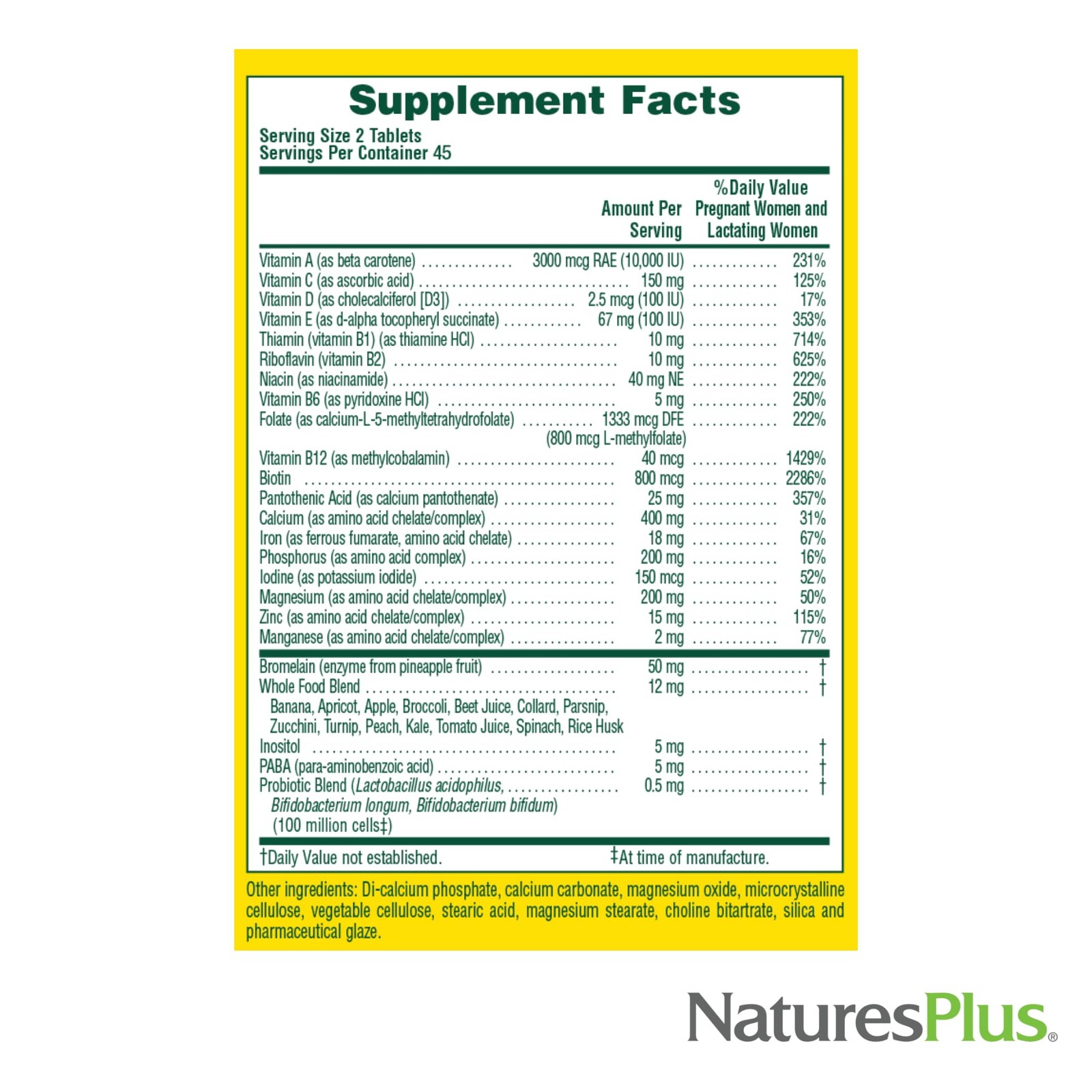 NaturesPlus Source of Life Prenatal – 90 Tablets – 90 Count (Pack 1), Tan