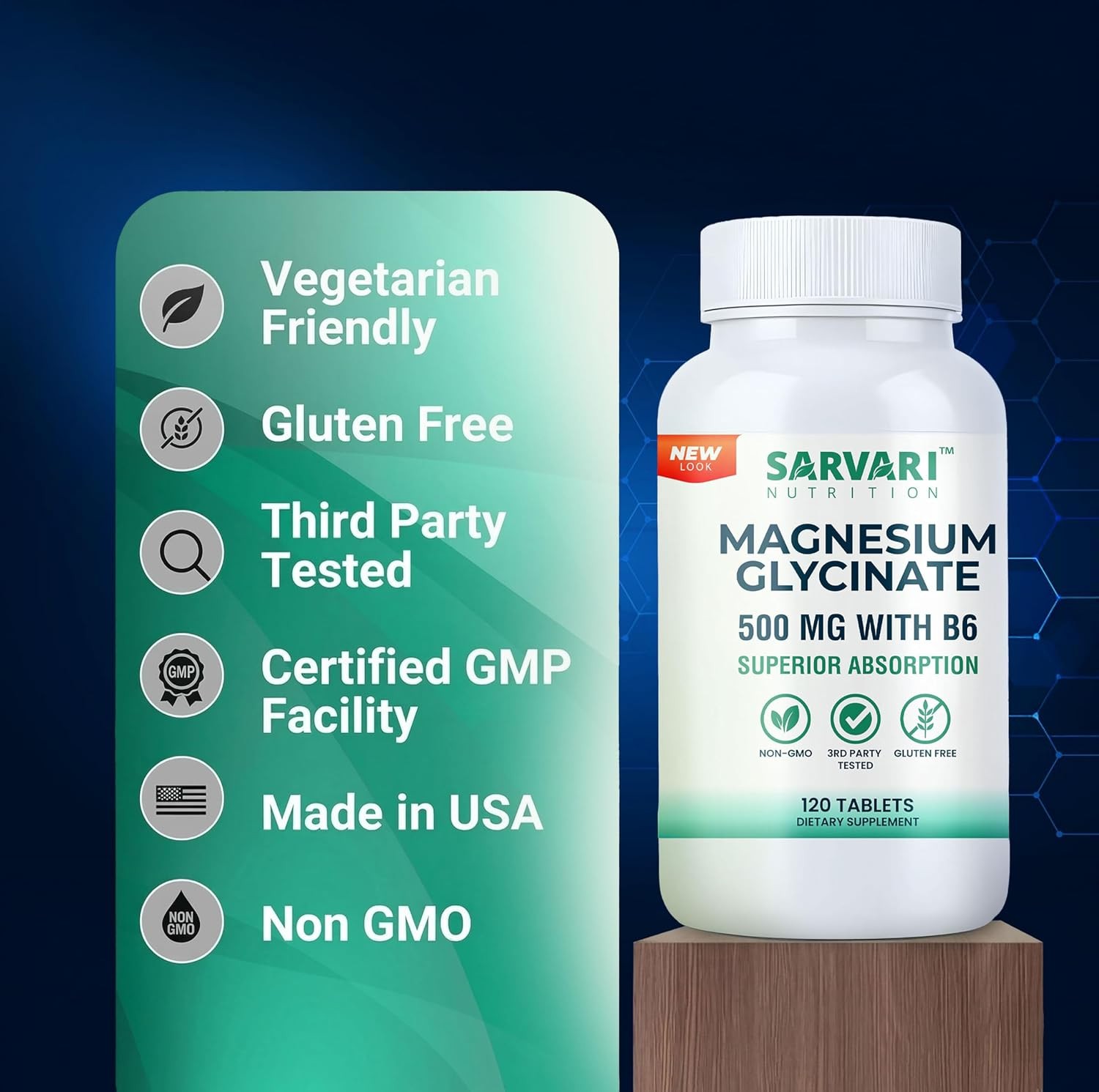 Magnesium Glycinate 500mg 120 Tablets High Absorption Supplement Vegetarian glut