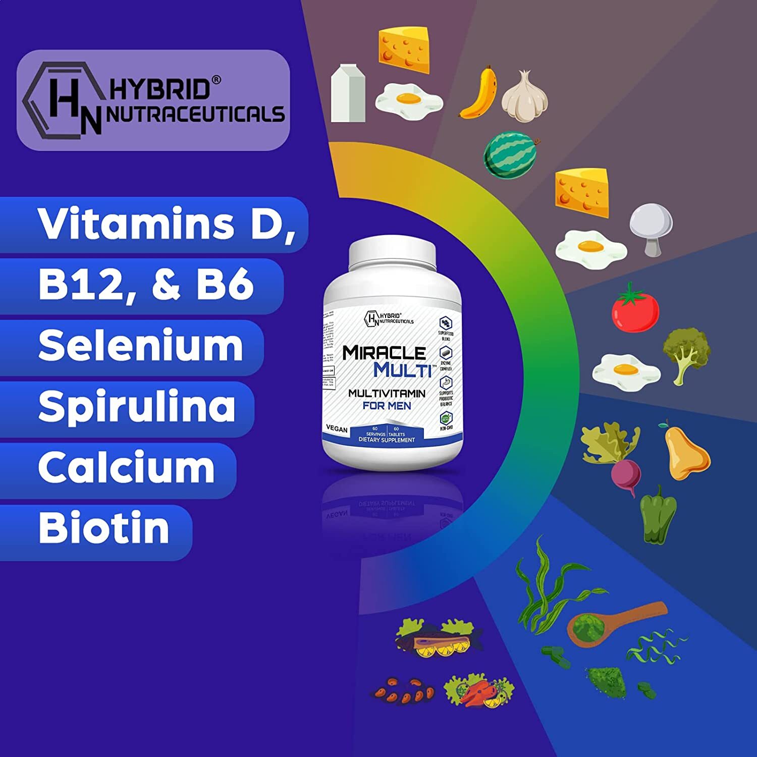 Multivitamin Mineral for Men, Best High Potency Mens Vitamin, Non-GMO Supplement