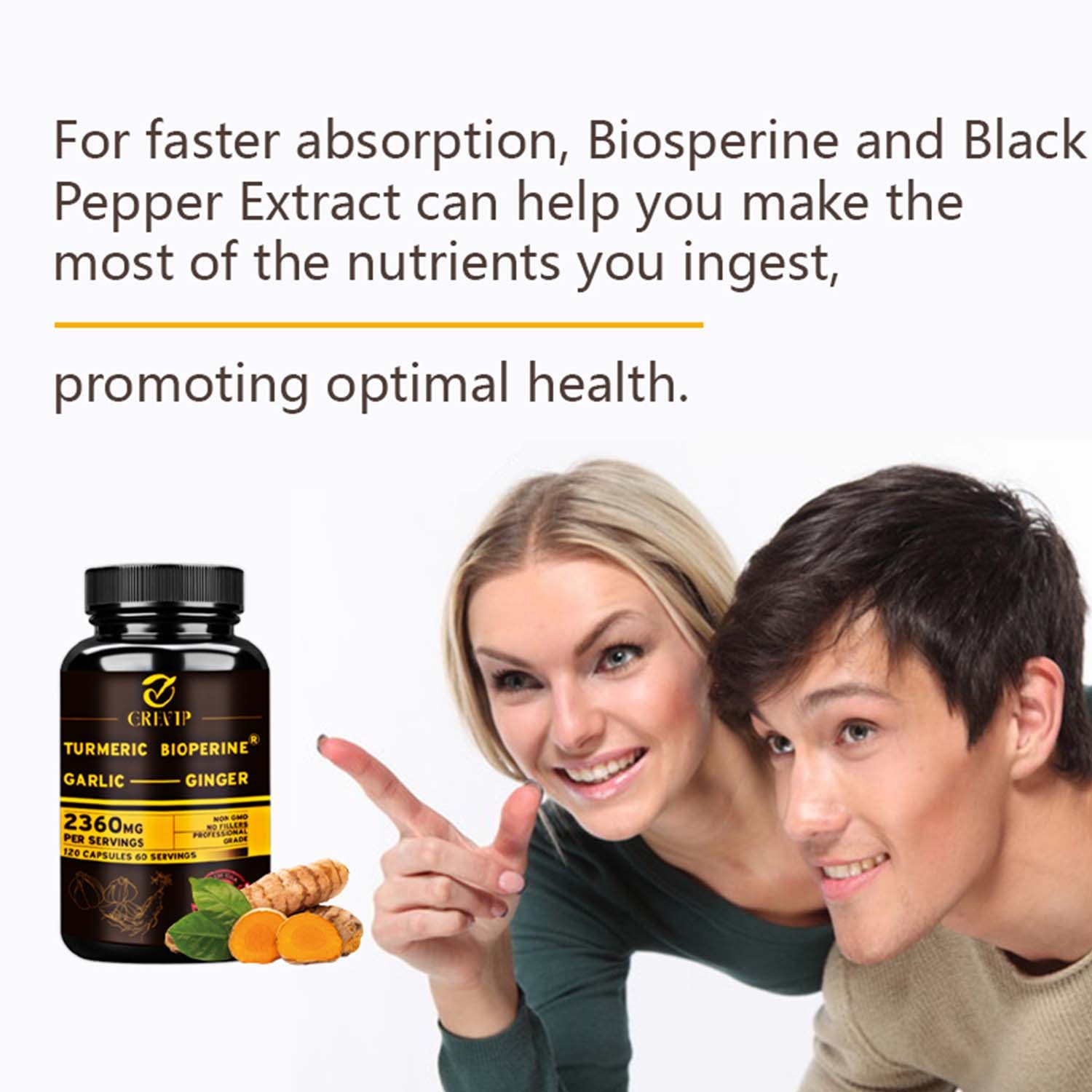 Turmeric Bioperine 2360mg – Triple Strength Highest Potency 95% Curcuminoids