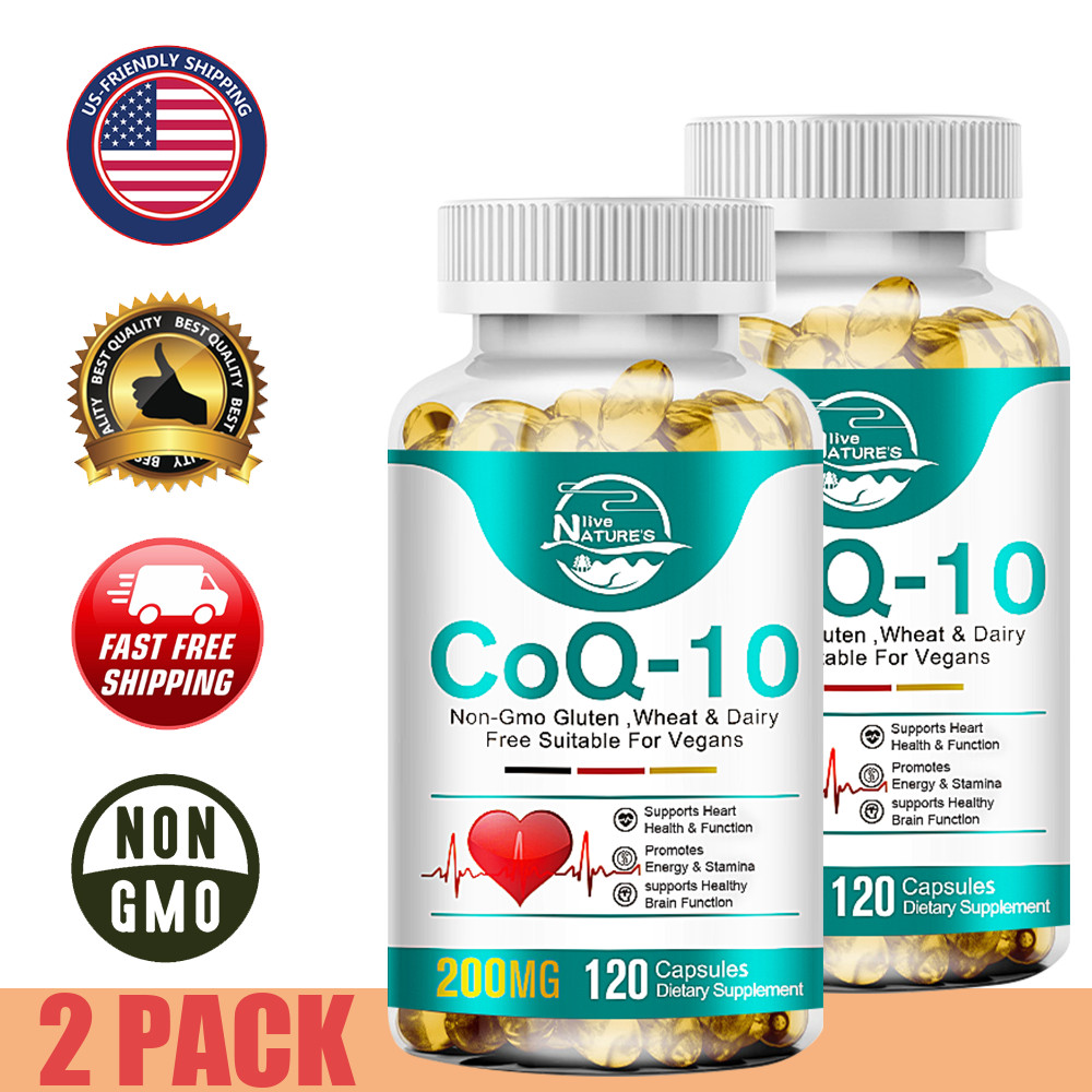 (2 Pack)CoQ-10 CoEnzyme Q-10 200mg Support Heart Health,High Potency 240 Capsule