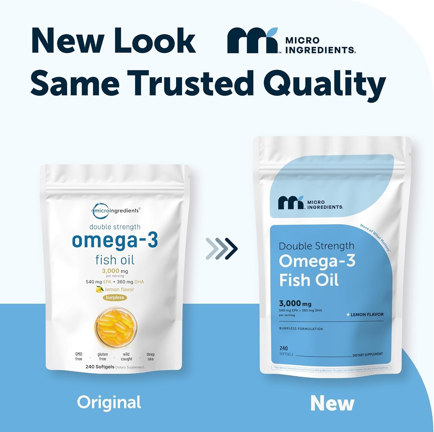 Omega 3 Fish Oil Supplements 3,000mg Per Serving, 240 Softgels | Lemon Flavor…