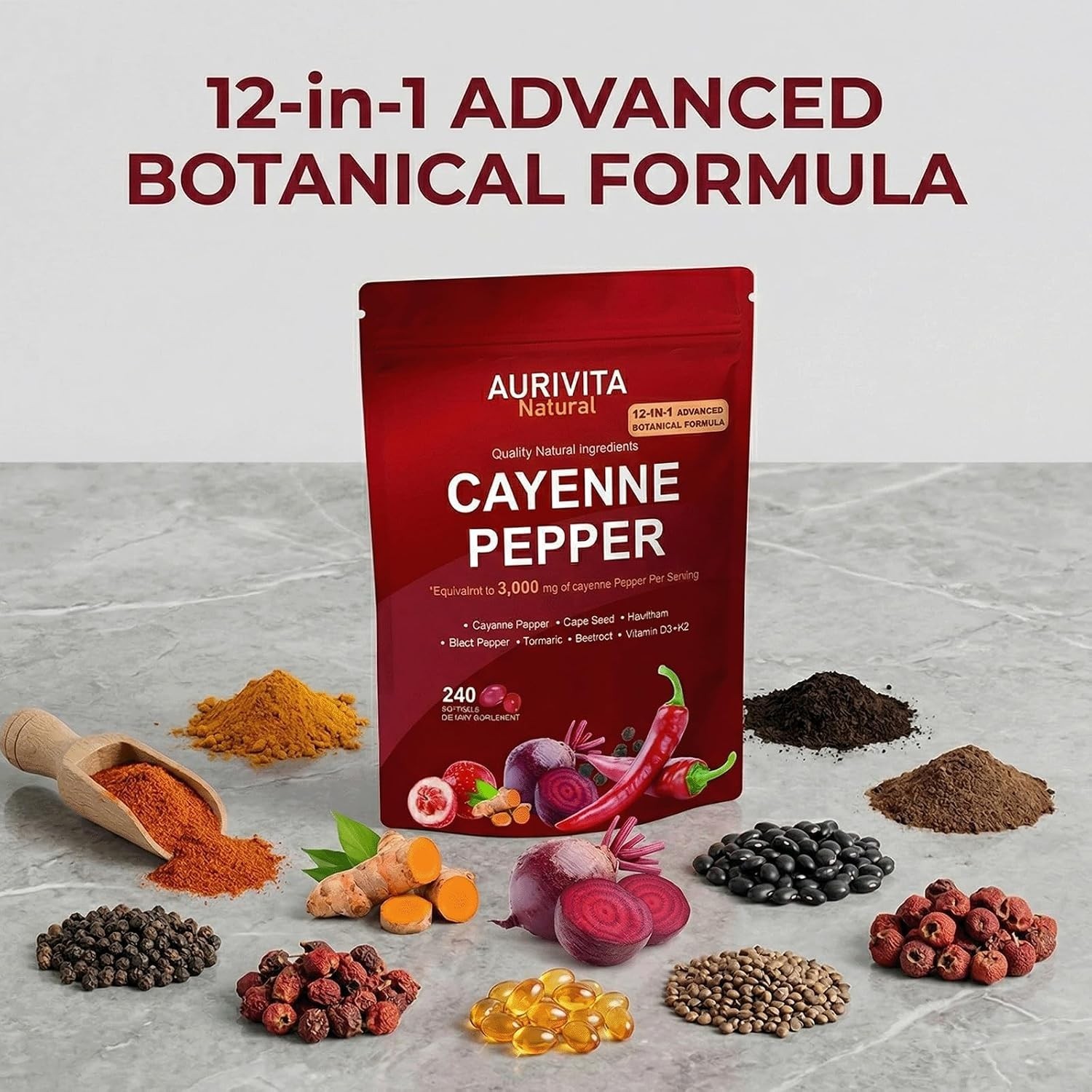 Capsaicin Softgels,auri Cayenne Pepper softgels， with Vitamin E, D3+K2,