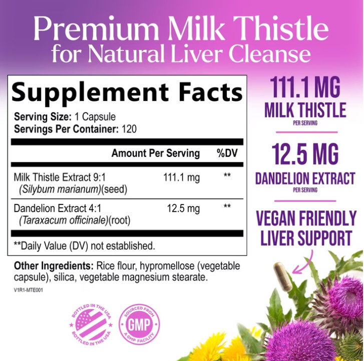 Liver Cleanse & Detox Support Supplement 1166mg with 22 herbs + Milk Thistle