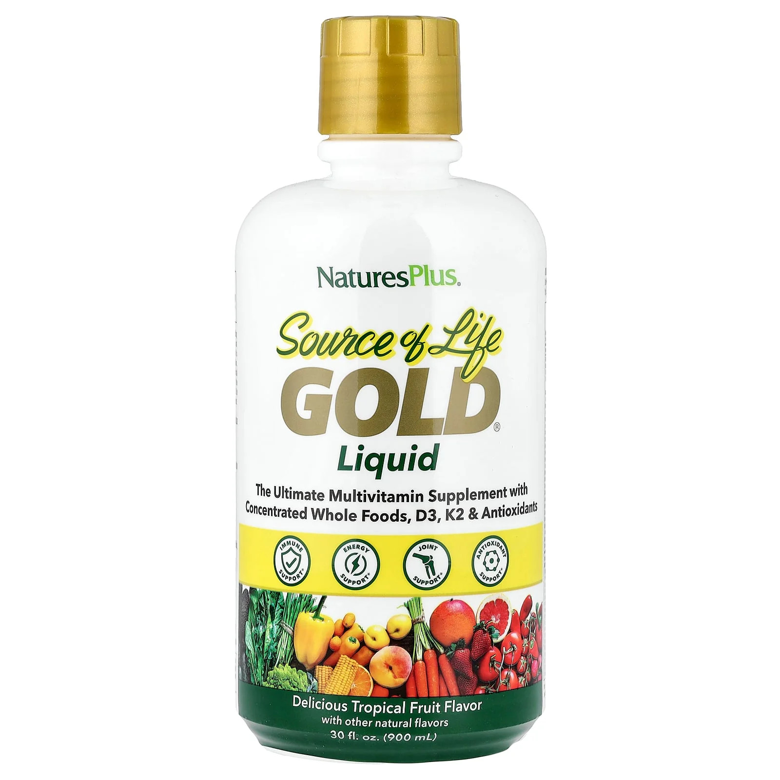 2 X NaturesPlus, Source of Life Gold� Liquid, Tropical Fruit, 30 fl oz (900 ml)