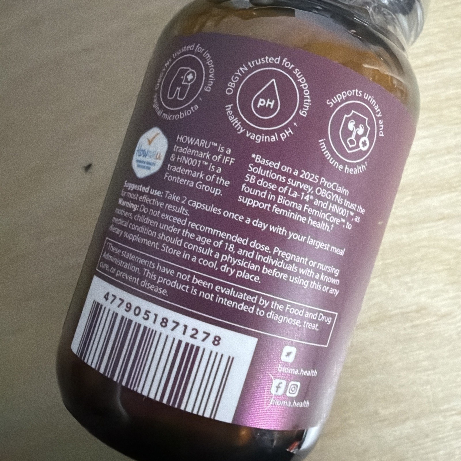 BIOMA HEALTH Feminine Health Synbiotic – Urinary Tract Wellness 60ct AUTHENTIC!