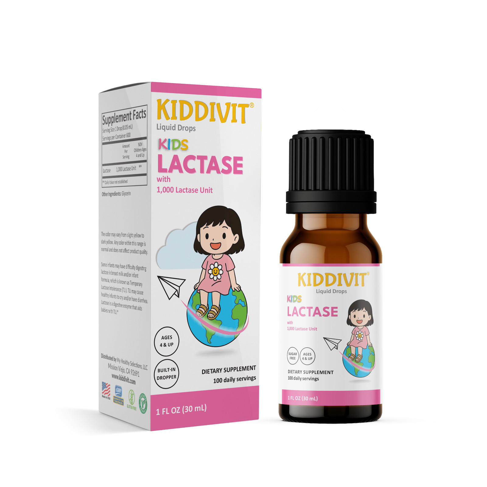 Kiddivit Lactase Kids Liquid Drops 1000 Units – Sugar Free