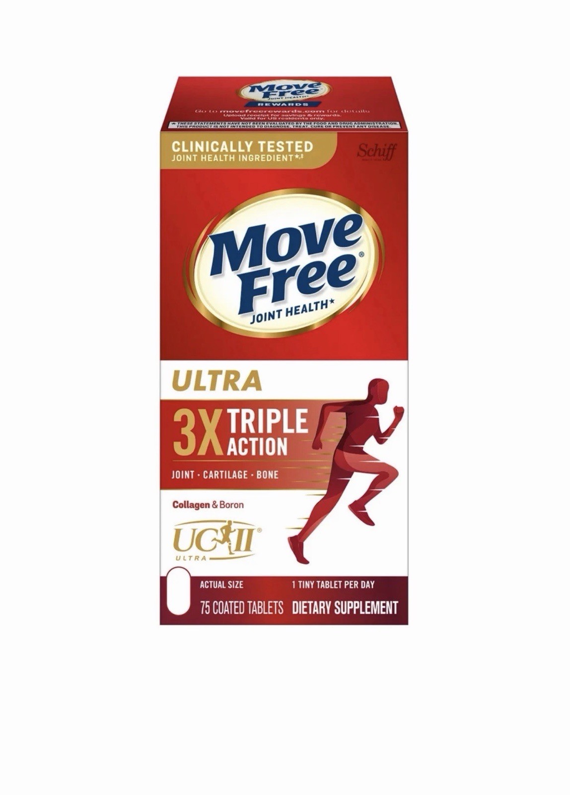 Schiff Move Free Ultra 3X Triple Action 75 Tablets NEW !