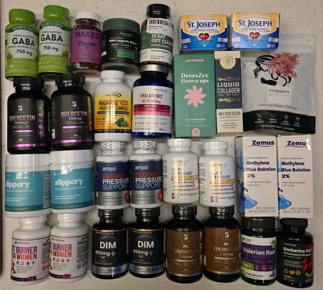 Huge Wholesale Lot Of 30 Assorted Vitamins & Supplements NEW & Sealed 06/2027+