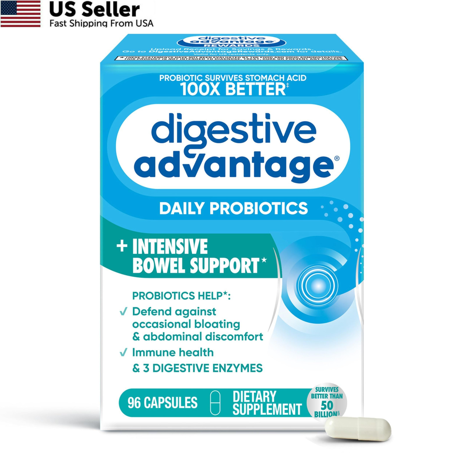 Digestive Advantage IBS Probiotics For Women and Men, 96 Count (Pack of 1)
