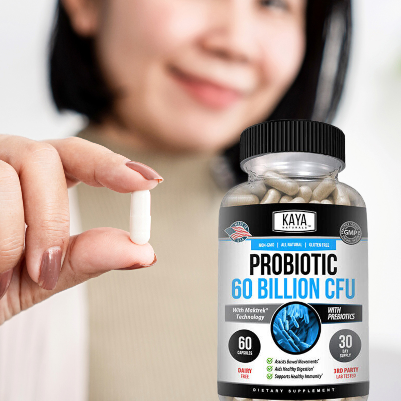 Probiotic 60 Billion with Prebiotics, Immune Function, Healthy Digestion 60 Ct