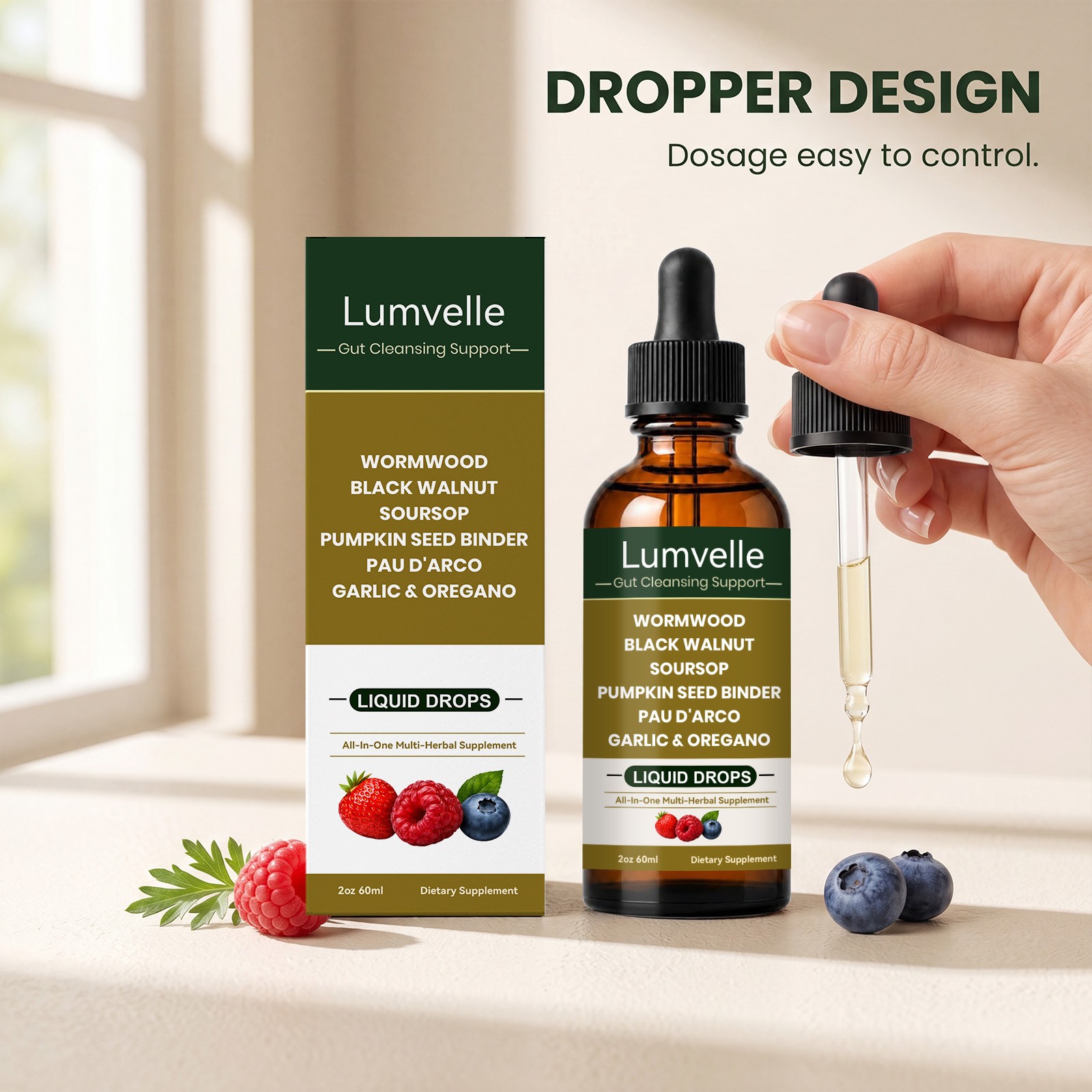 LUMVELLE Wild Harvested Wormwood Herbal Liquid Botanical Supplement Drops 60ML