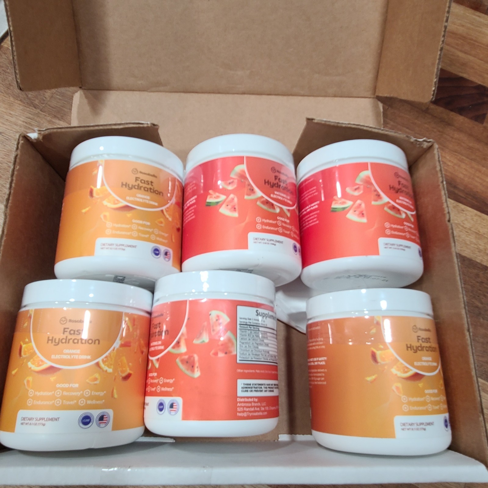 Rosabella Electrolyte Powder Watermelon & Orange Hydration Recovery 6 Pack