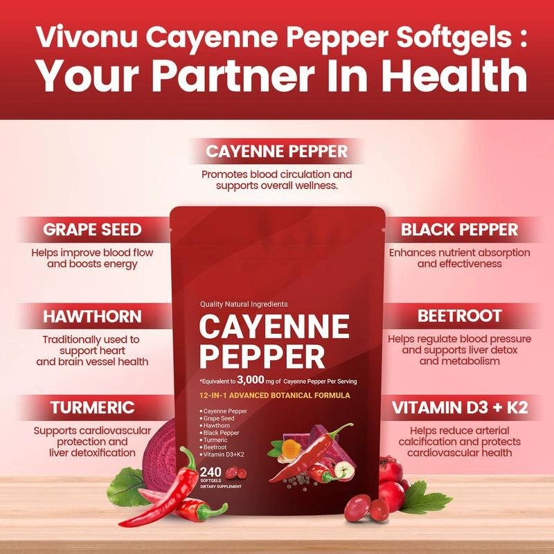 Cayenne Leg Softgel Pepper Help Vein Heart Blood Vessel Health Vitamin D3+K2