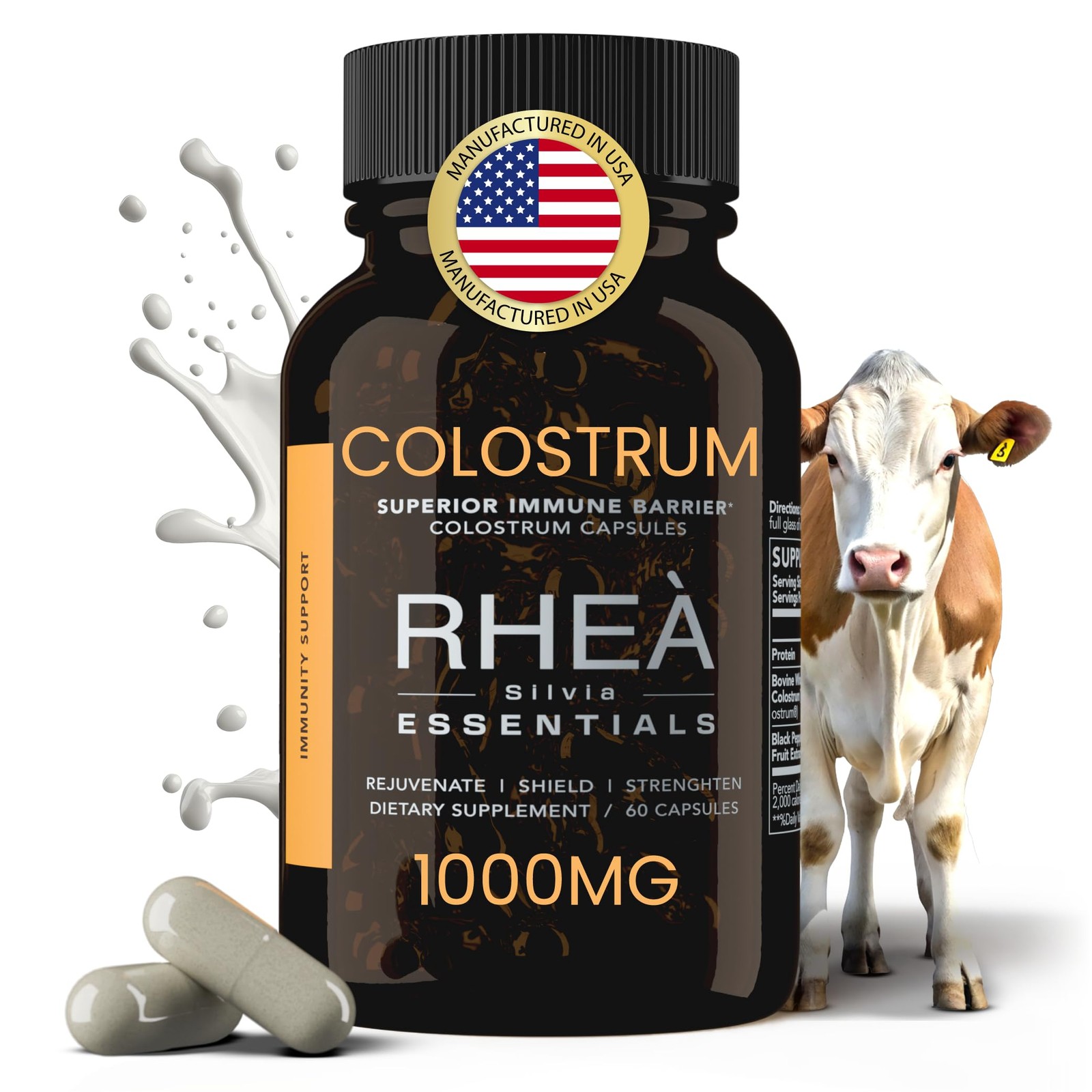 Rhea Bovine Colostrum Supplement for Women, 60 Count (Pack of 1)