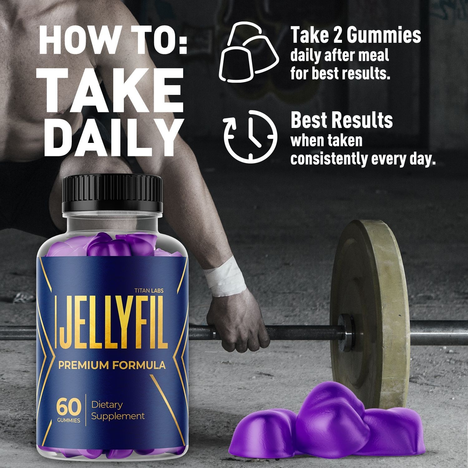 (1 Pack) Jellyfil Gummys Advanced Male Support Supplement Jelly fil 60 Gummies