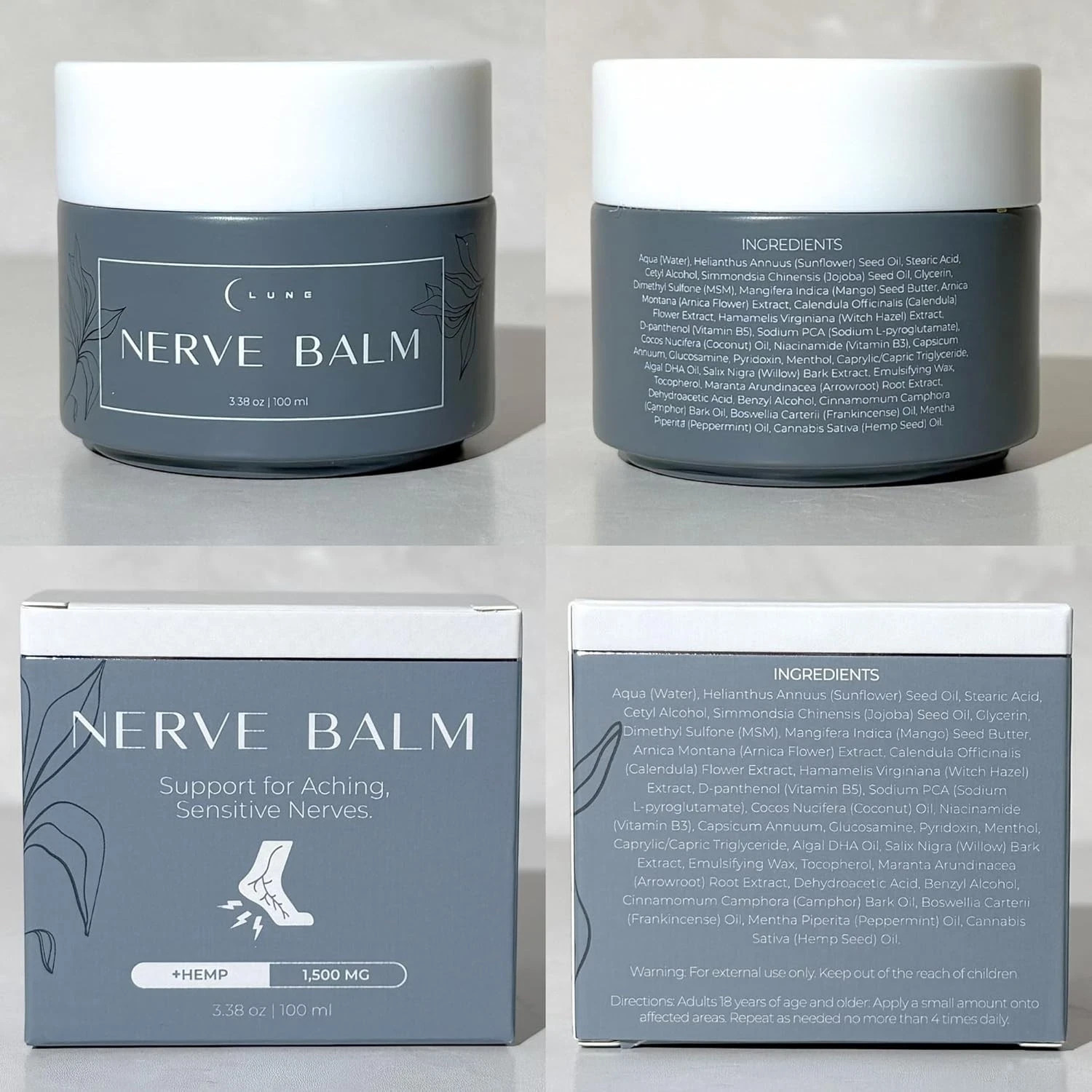Lune Nerve Balm Neuropathy Cream for Burning, Tingling & Numbness in Feet 3.4 oz