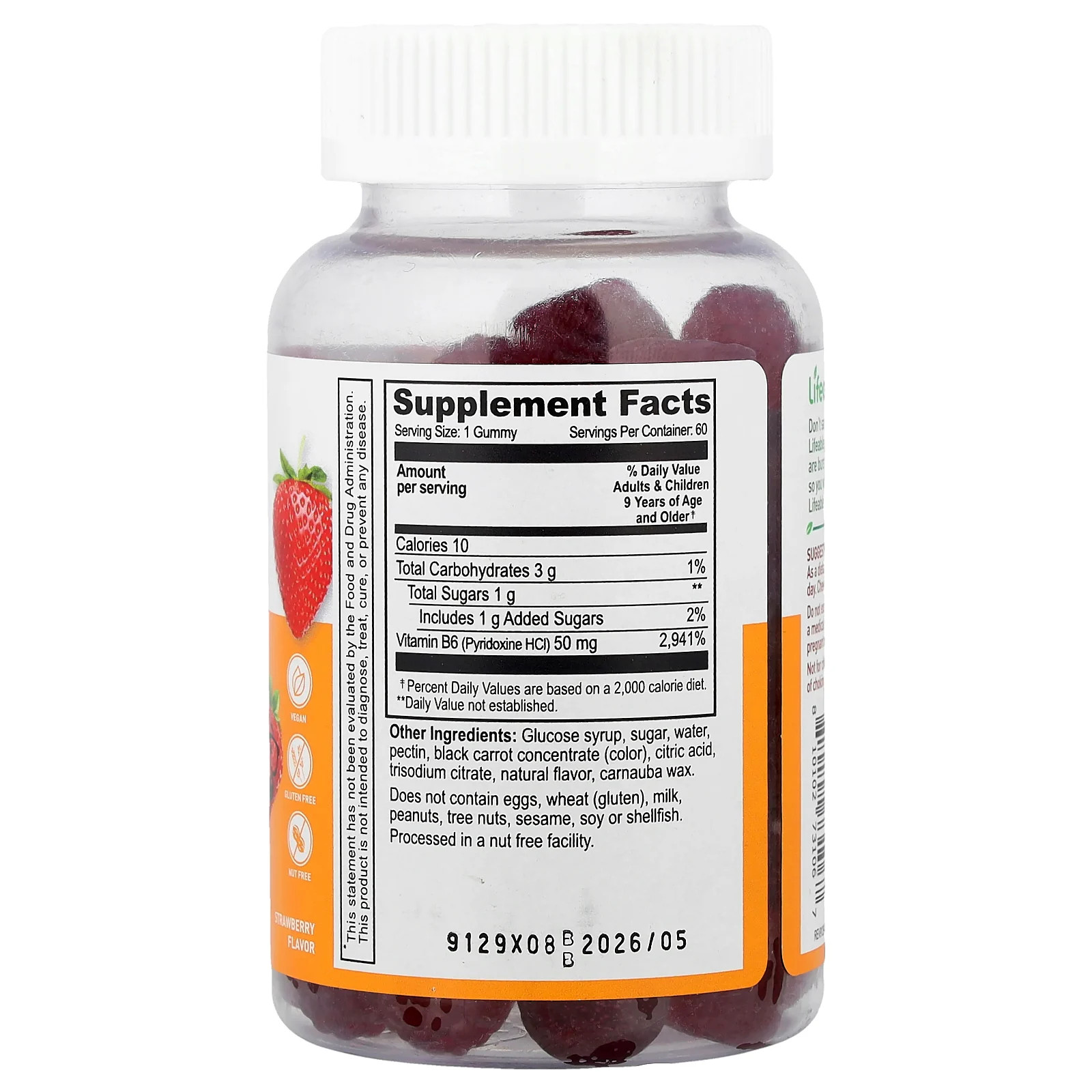 Kids Vitamin B6 Gummies, Strawberry, 50 mg, 60 Gummies