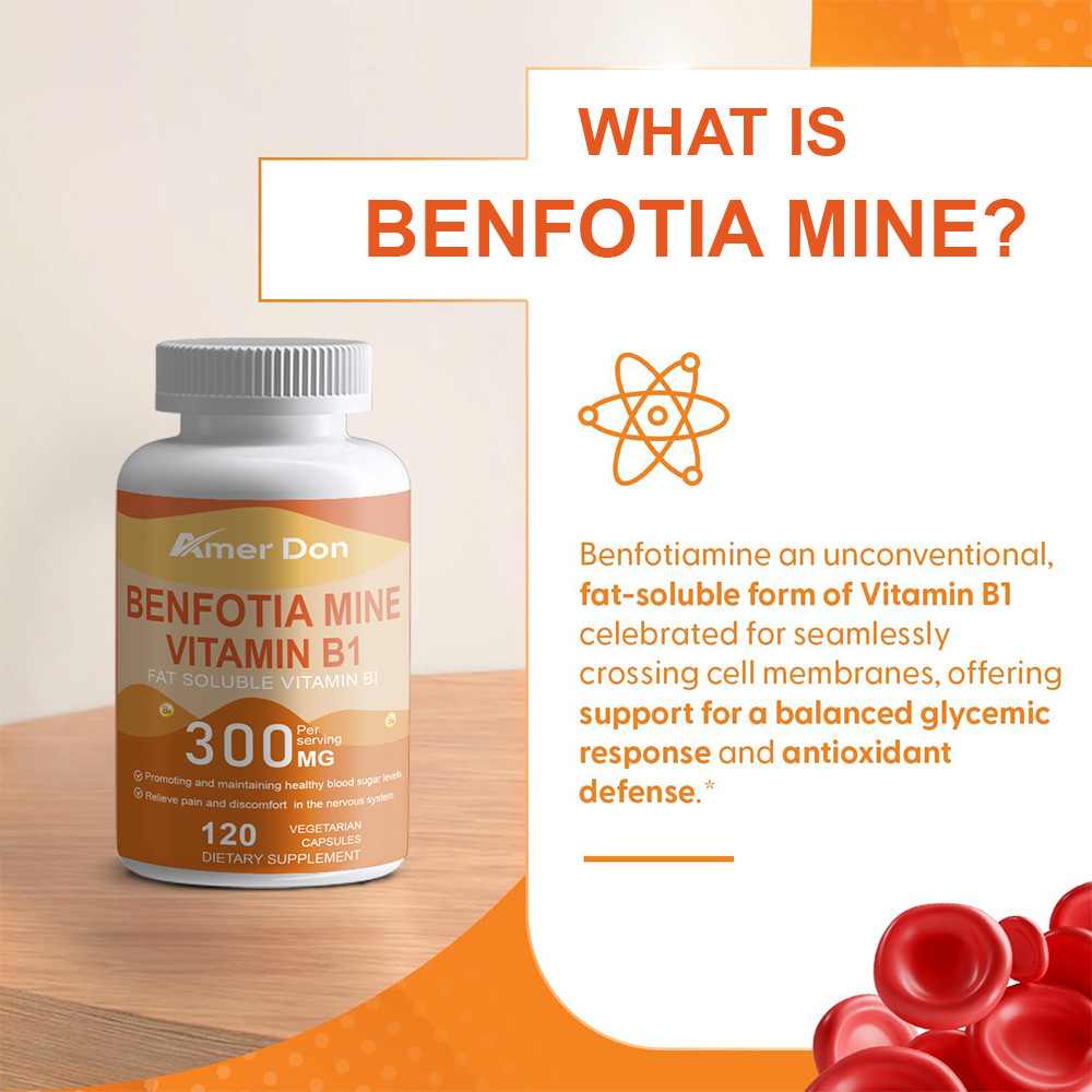 Benfotiamine 300mg 60/120 Caps Vitamin B1 Benfotiamine Thiamine Fat-Soluble