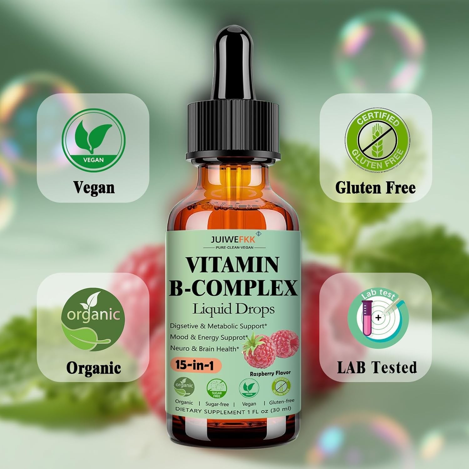 2 Pack Vitamin B Complex Liquid Drops for Women Men & 1 Fl Oz (Pack of 2)
