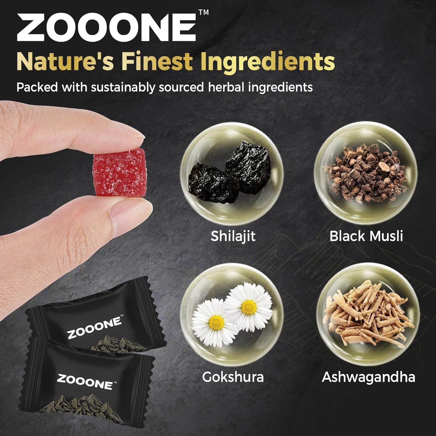 Shilajit Himalayan Gummies with Ashwagandha & Black Musli Gokshura – Natural Ene