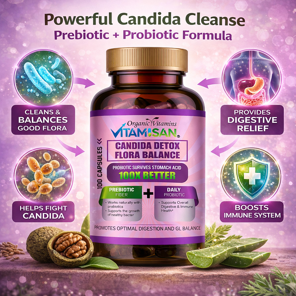 Candida Detox 3 Pack Probiotic Prebiotic Gut Health Digestive 300 Caps