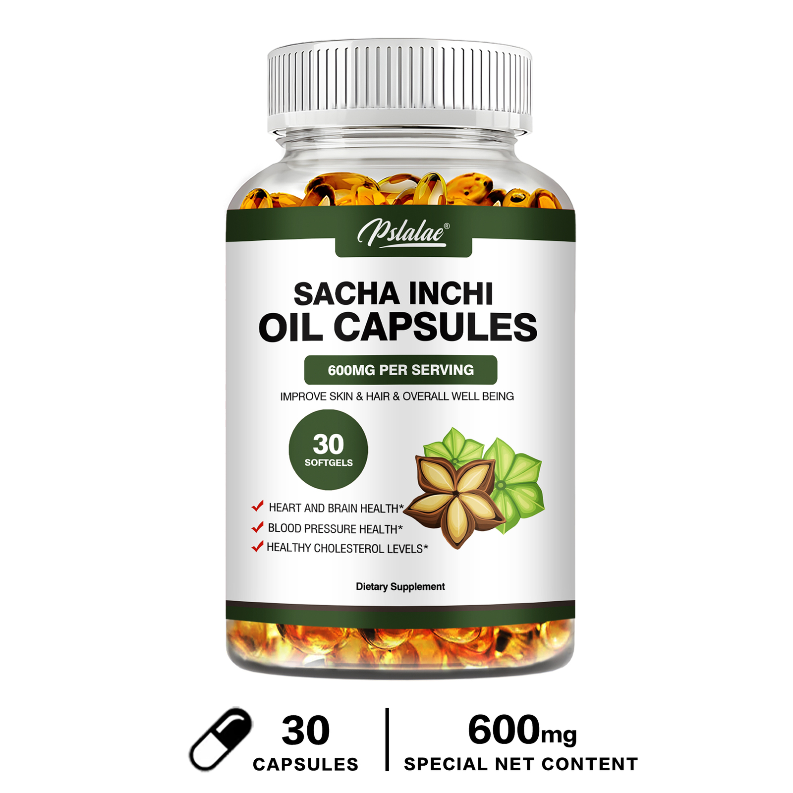 Sacha Inchi Oil 600mg – Brain, Heart, Joint, Hair & Skin Health Antioxidant