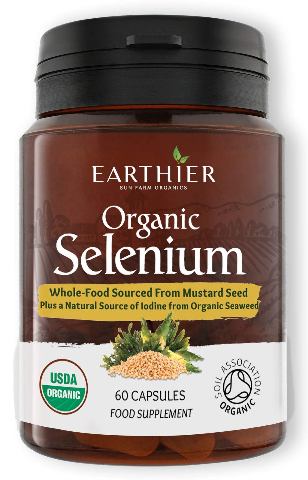 Organic Selenium 200 mcg with Iodine and Silica All from Certified Organic Whole