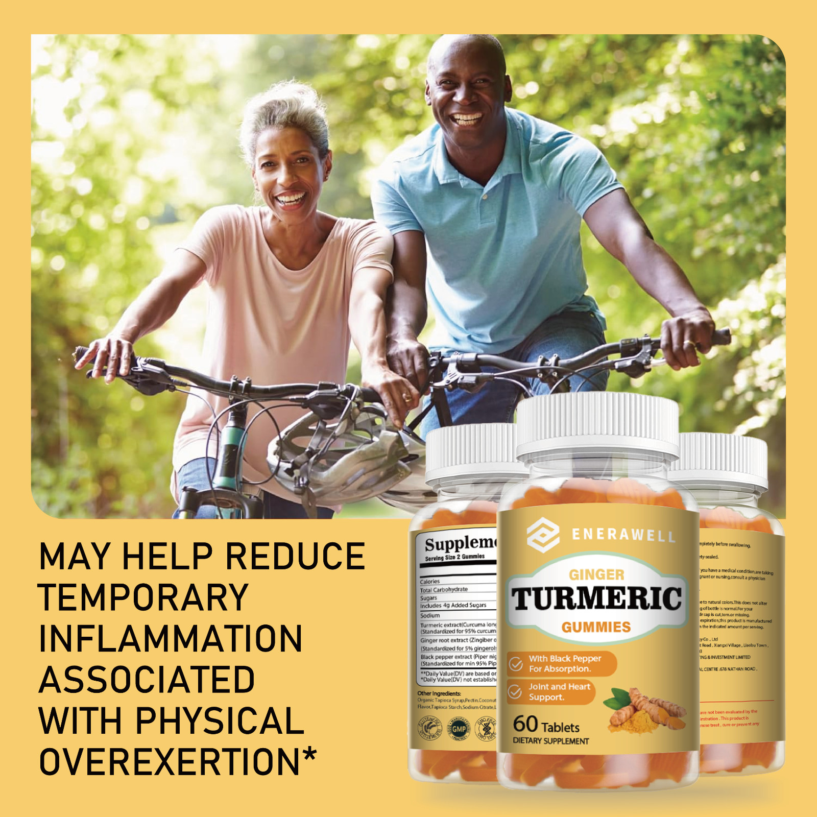 ENERAWELL Turmeric Gummies Supplement- Immune Health (60/120 gummies) 07/07/2027