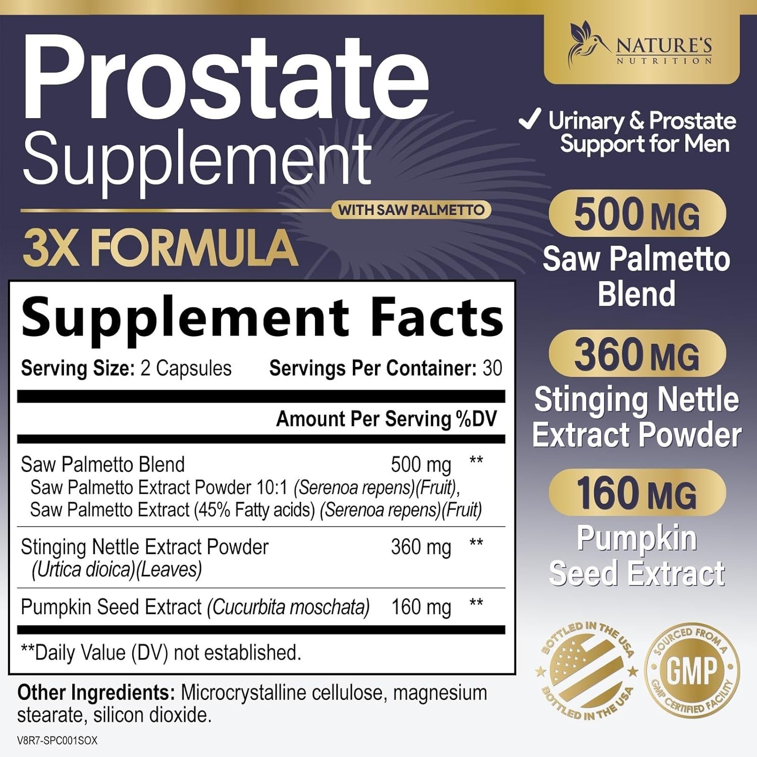 Prostate Health Supplements for Men – 3X Formula with Saw Palmetto Blend Pumpkin