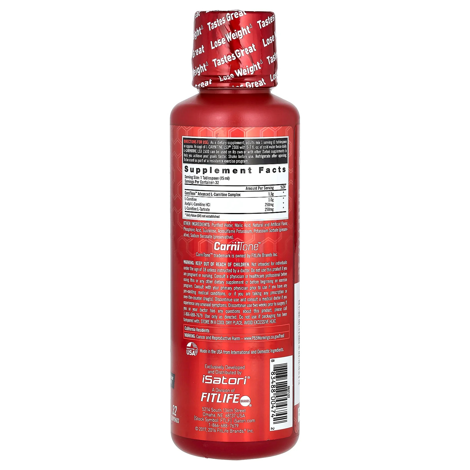 2 X Isatori, L-Carnitine LS3 1500, Mixed Berry, 16 fl oz (480 ml)