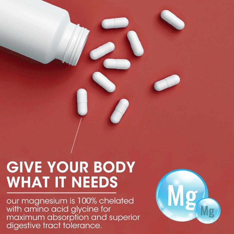 Magnesium Glycinate + Zinc 120pcs, Improves Mood, Relaxation, Muscles Recovery