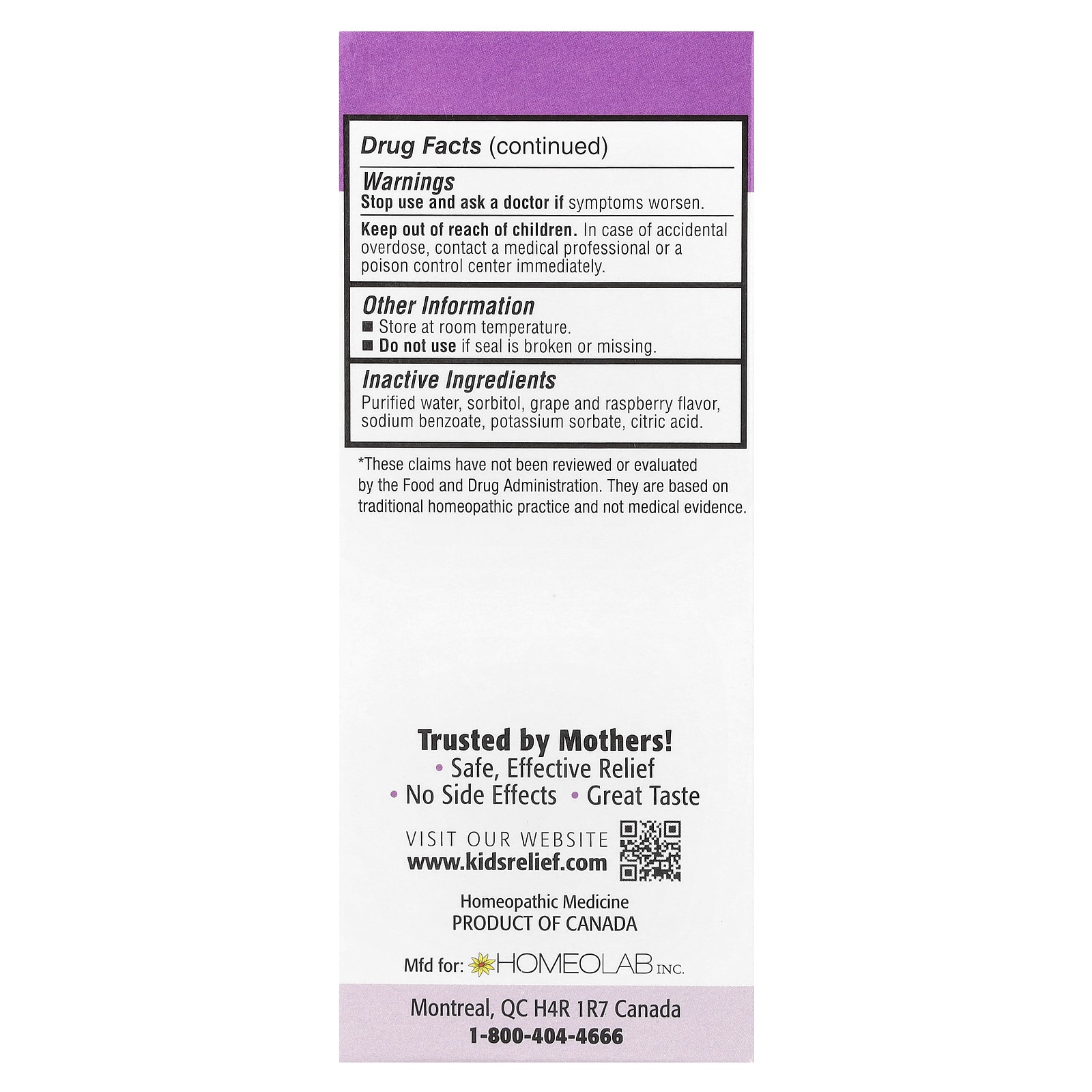 Kids Relief®, Syrup with Calming Effect, 0-12 Years, Grape, 3.4 fl oz (100 ml)