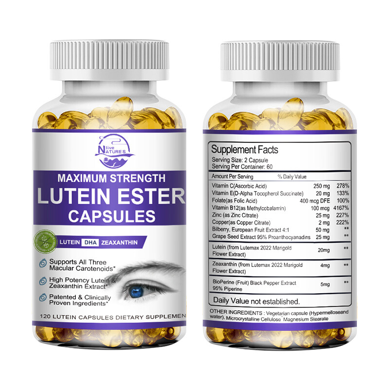 120Pcs Lutein Ester Capsules DHA Zeaxanthin Vegan Eye Health Dietary Supplement