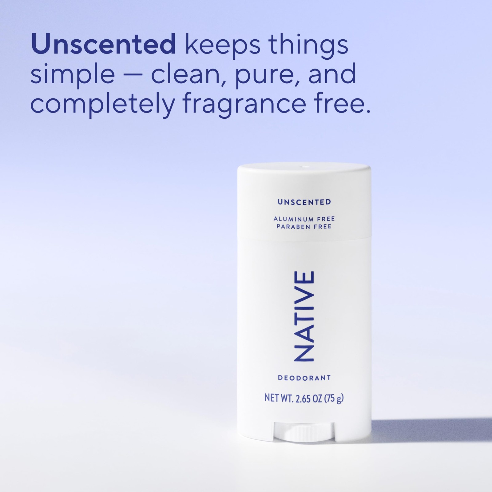 Native Deodorant,Unscented, Aluminum Free, Paraben 2.65 Ounce (Pack of 1)
